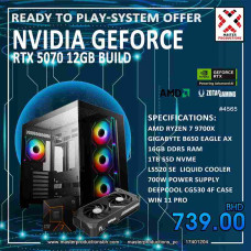 Ready to play system - NVIDIA GeForce RTX 5070 (12GB),AMD Ryzen 7 9700X,Gigabyte B650 Eagle AX,16GB DDR5 RAM,1TB NVMe SSD,LS520 SE Liquid Cooler,700W PSU,DeepCool CG530 4F Case,Windows 11 Pro, 1 Year Warranty
